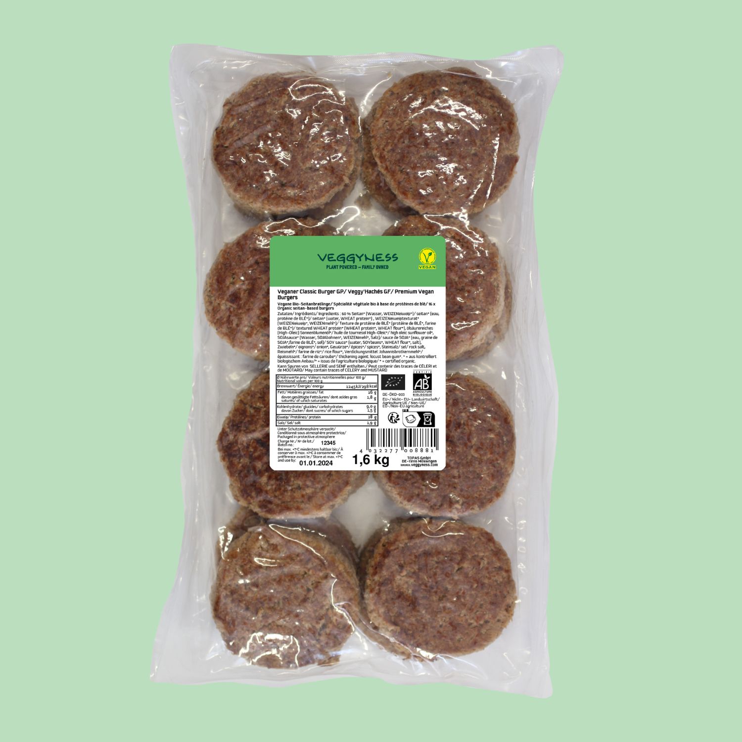 Veganer Burger Classic Großpackung von Veggyness